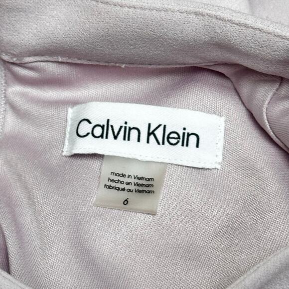 New Calvin Klein Bow-Neck Sheath Dress Cherry Blossom Stretchy Scuba Crepe Sz 6 - Picture 9 of 11